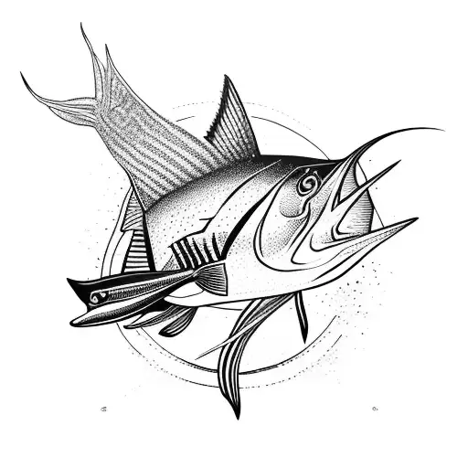 Takeketonga (Marlin) marlin scuba original Polynesian tattoo design