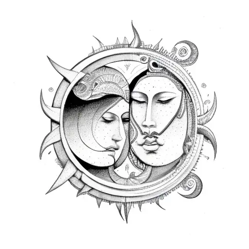 gemini libra sun moon tattoo design idea