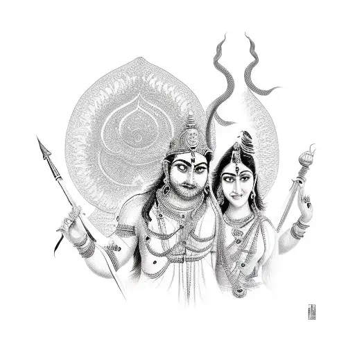 shiv and parvati tattoo design idea