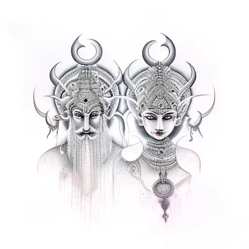 shiv and parvati tattoo design idea