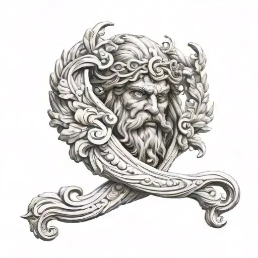 I want a tattoo in the realistic style of Greek mythology that meaning will be family js everything and who dares wins tattoo design idea