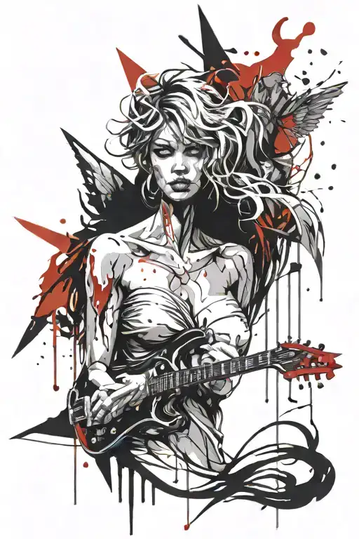 angel crying blood tears tattoo design idea