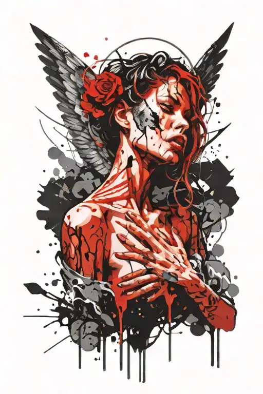 angel crying with eyes closed  tattoo design idea