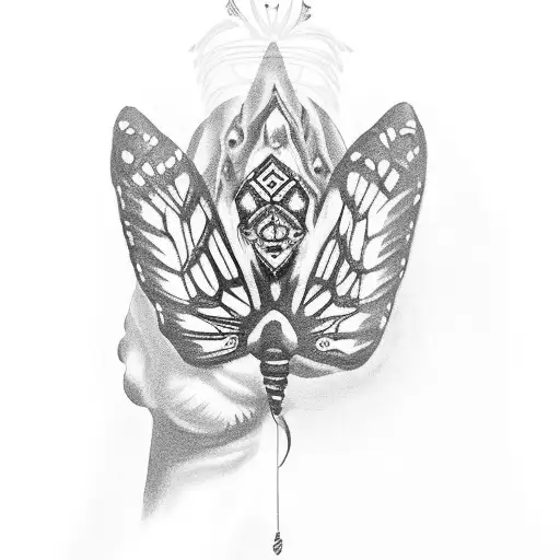 dog paw with monarch butterfly tattoo design idea