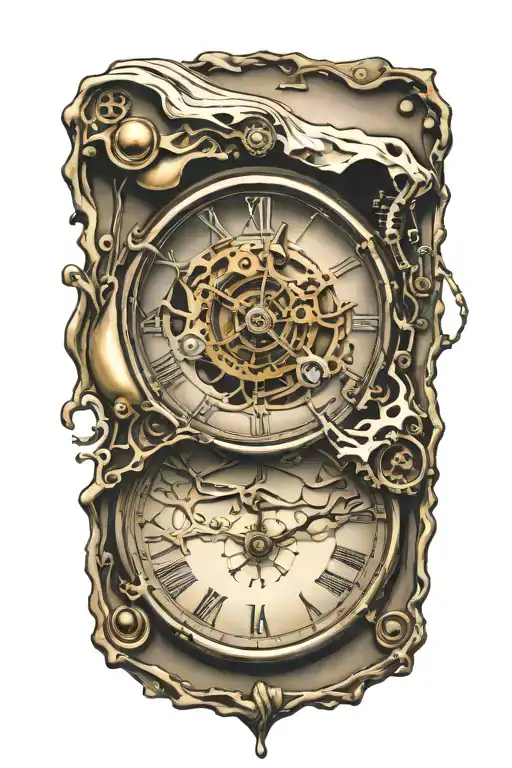 persistence of memory dali melting clock tattoo design idea
