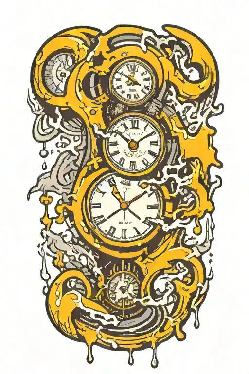 melting clock tattoo design idea