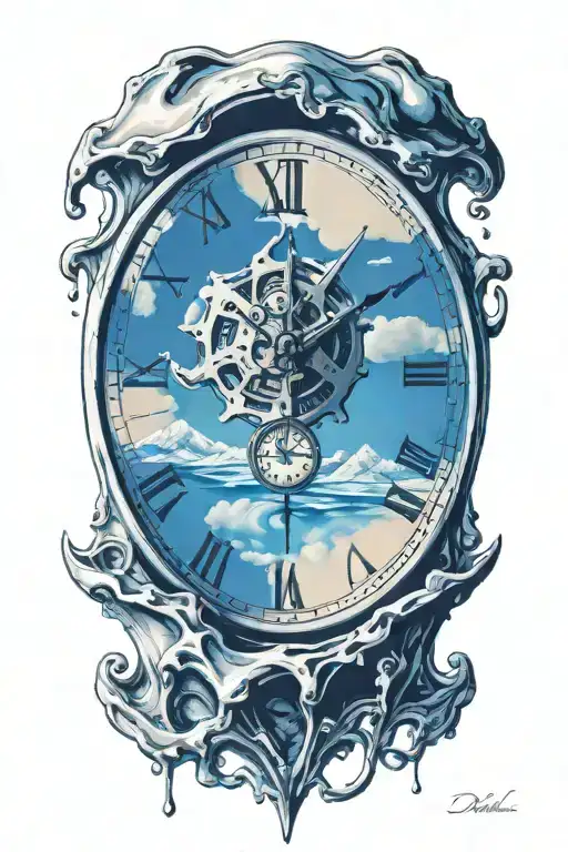 persistence of memory dali melting clock tattoo design idea
