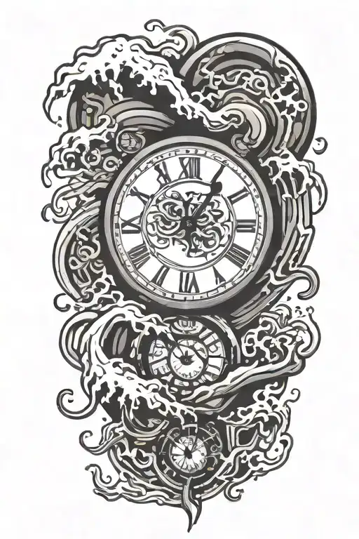 melting clock tattoo design idea