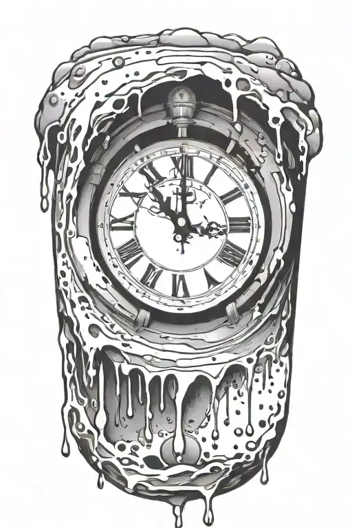 melting clock tattoo design idea