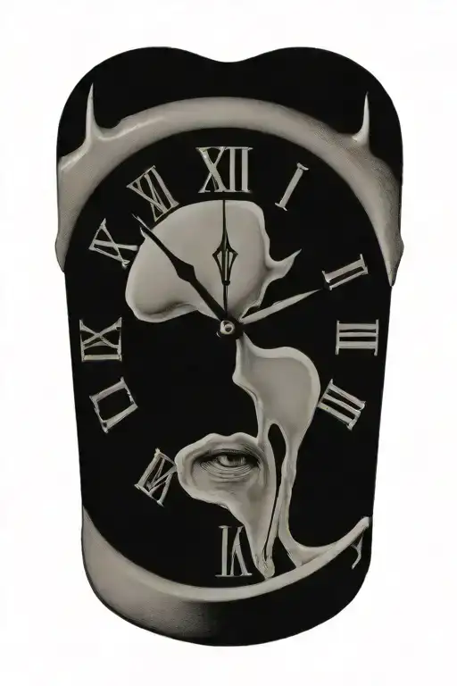 salvador dali's melting clock face tattoo design idea