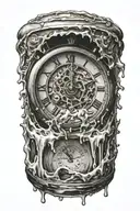 melting clock tattoo design idea