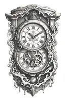 melting clock tattoo design idea