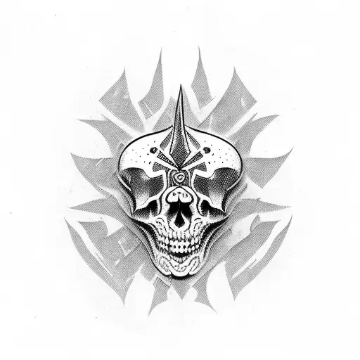 cuchillo y afilador con fuego tattoo design idea