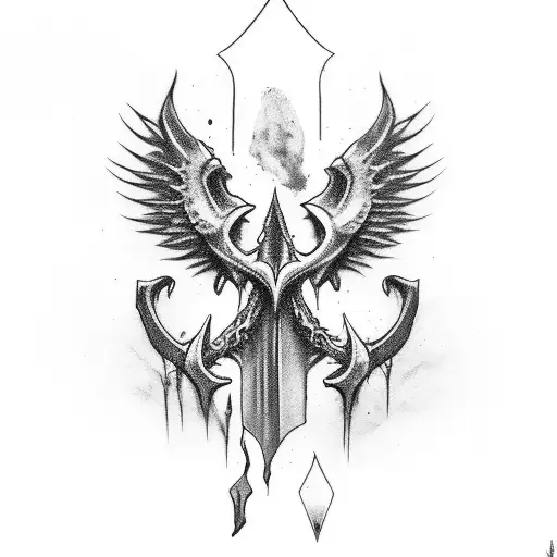 gothic straight dagger on ribs  tattoo design idea