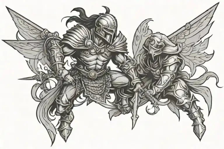 fighting depression warrior battling tattoo design idea