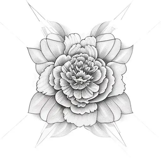 Peony geometry  tattoo design idea