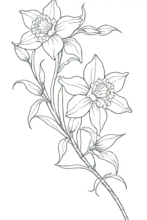 daffodil, violet, and sweetpea bouquet  tattoo design idea