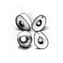 4 avocados together. 1 big one, 1 slightly smaller, 1 medium and a small one tattoo design idea