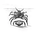 a triathlete crab cycling on the beach tattoo design idea