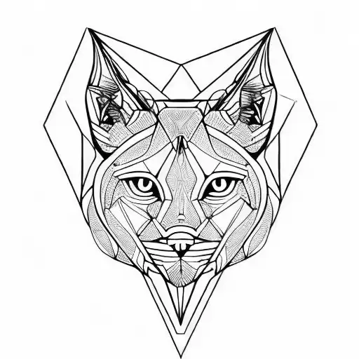 lynx lines triangle head logo animal black tattoo design idea