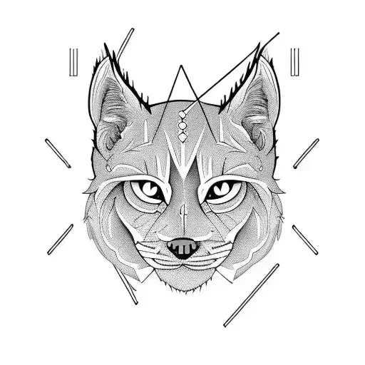 lynx lines triangle head logo animal black tattoo design idea