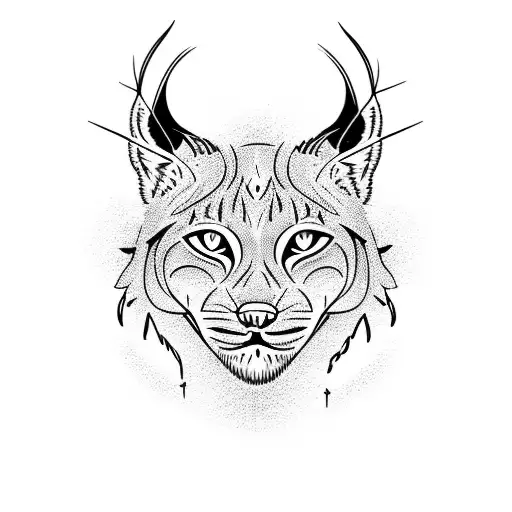 lynx lines triangle head logo animal black tattoo design idea