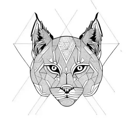 lynx lines triangle head logo animal black tattoo design idea