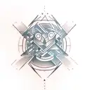 building, two lines, geometry tattoo design idea