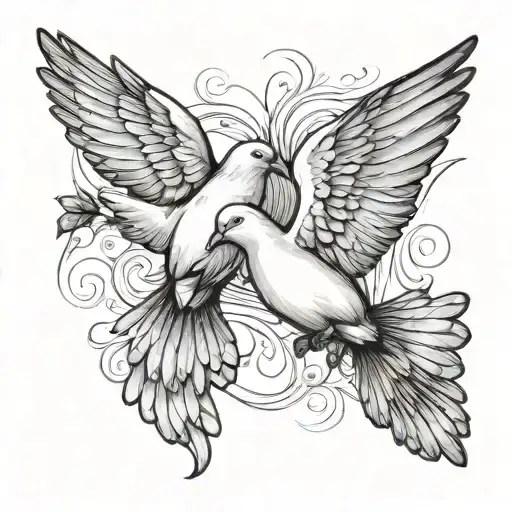 two doves flying away tattoo design idea