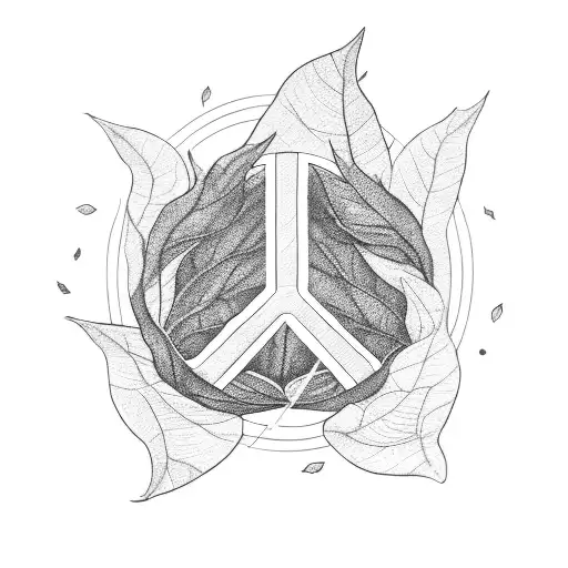 peace sign made of  leafs tattoo design idea