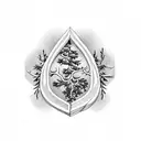 Ampersand with pine branches tattoo design idea