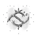 Ampersand with pine branches tattoo design idea