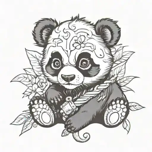 Baby panda cub rebel tattoo design idea