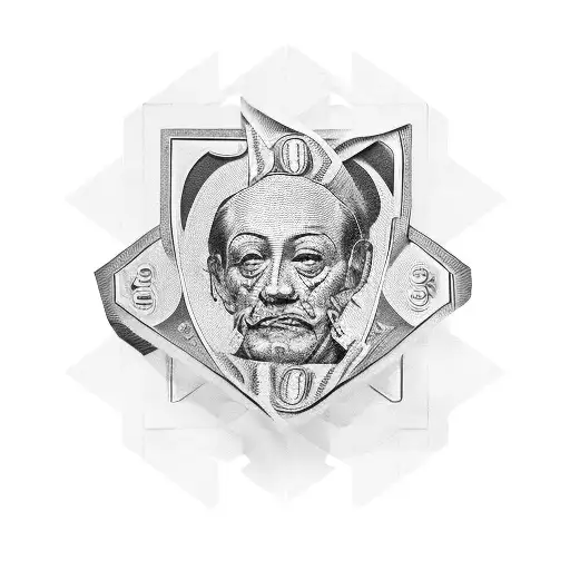 Stack of money with motivational quotes tattoo design idea