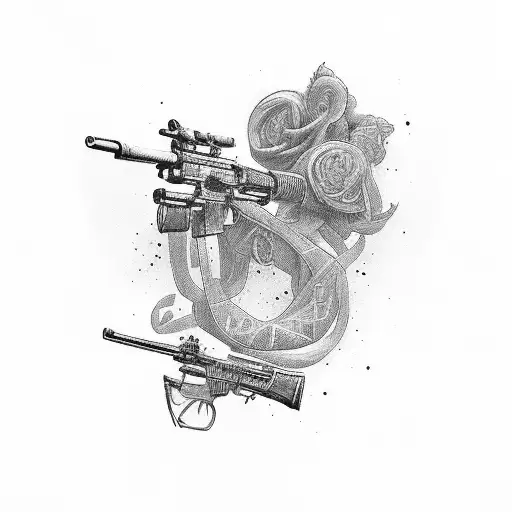 rifle tattoo design idea