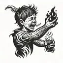 boy throwing molotov tattoo design idea
