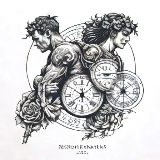 10th anniversary date 06/09/2024 roman numbers and rome map with 2 people tattoo design idea