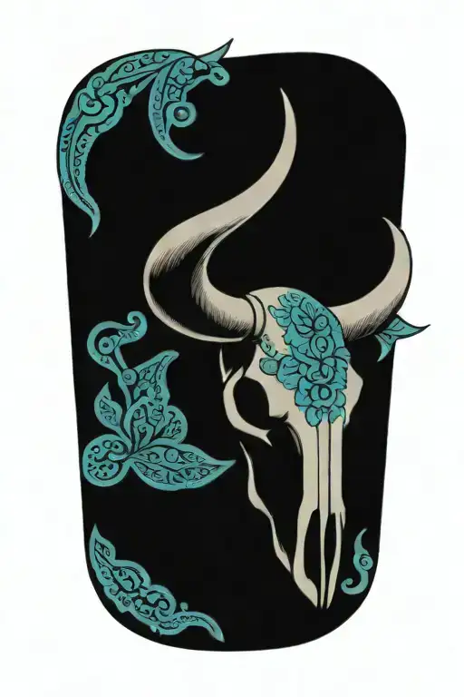 bull skull with paisley design tattoo design idea