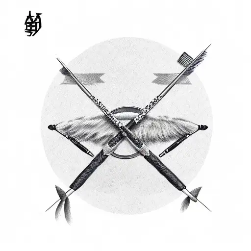 native shooting bow and arrow tattoo design idea