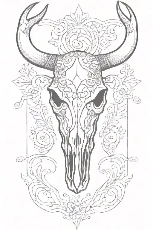 bull skull with paisley design tattoo design idea