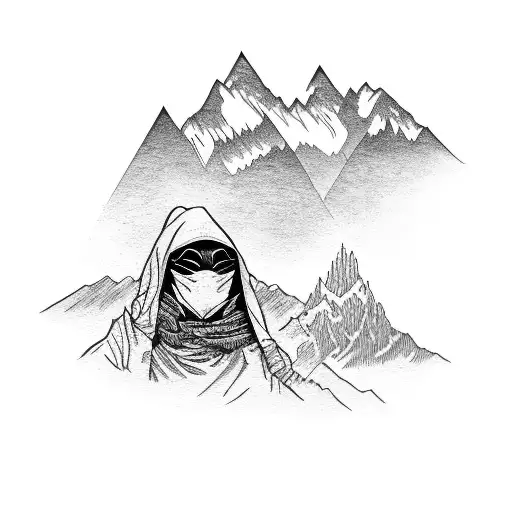bandito infront of mountain scene  tattoo design idea