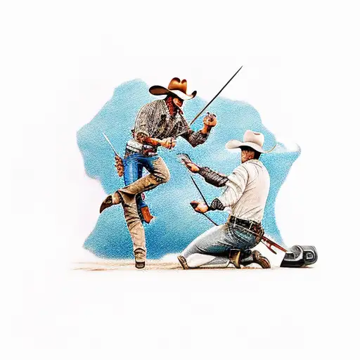 cowboy duel tattoo design idea