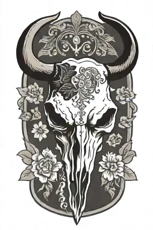 bull skull with paisley design tattoo design idea