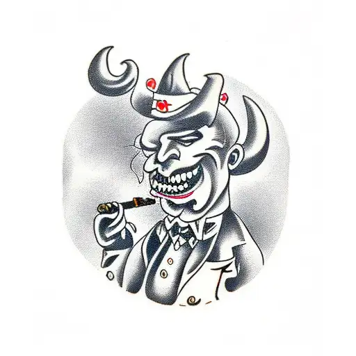 devil smoking a cigar tattoo design idea