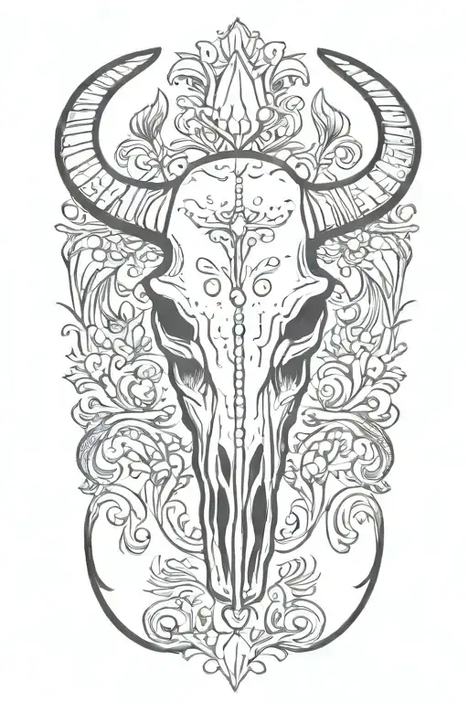 bull skull with paisley design tattoo design idea