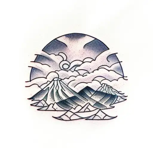 wheat field overlooking mountains tattoo design idea