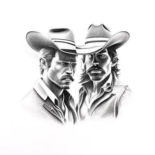 cowboy duel tattoo design idea