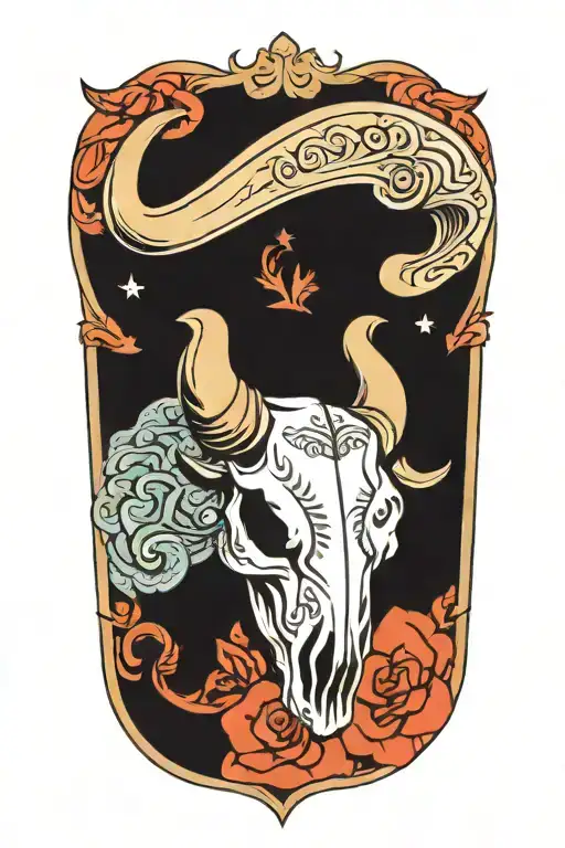 bull skull with paisley design tattoo design idea