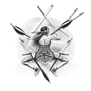 native shooting bow and arrow tattoo design idea