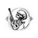 skeleton playing guitar tattoo design idea